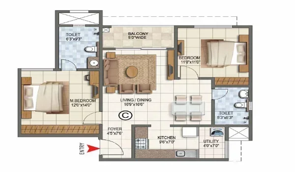 Featured Image of Prestige Park Street 4 BHK Apartment Floor Plan